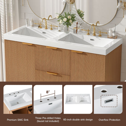 Modern Wall Mounted Bathroom Vanity, Soft Close Doors