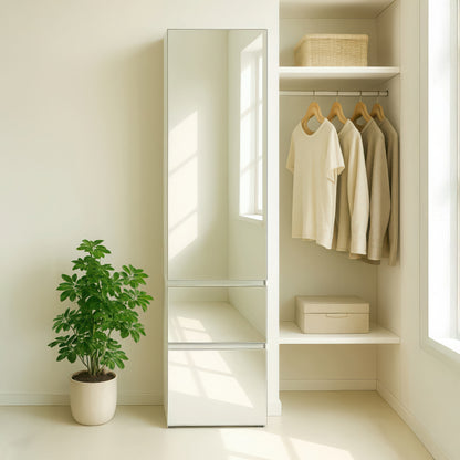 Elise Slim Modular Wood Closet Cabinet with Mirror