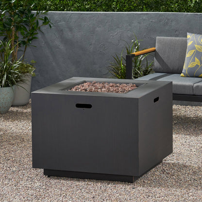 33" Outdoor Iron Square Propane Fire Pit - Brushed Brown