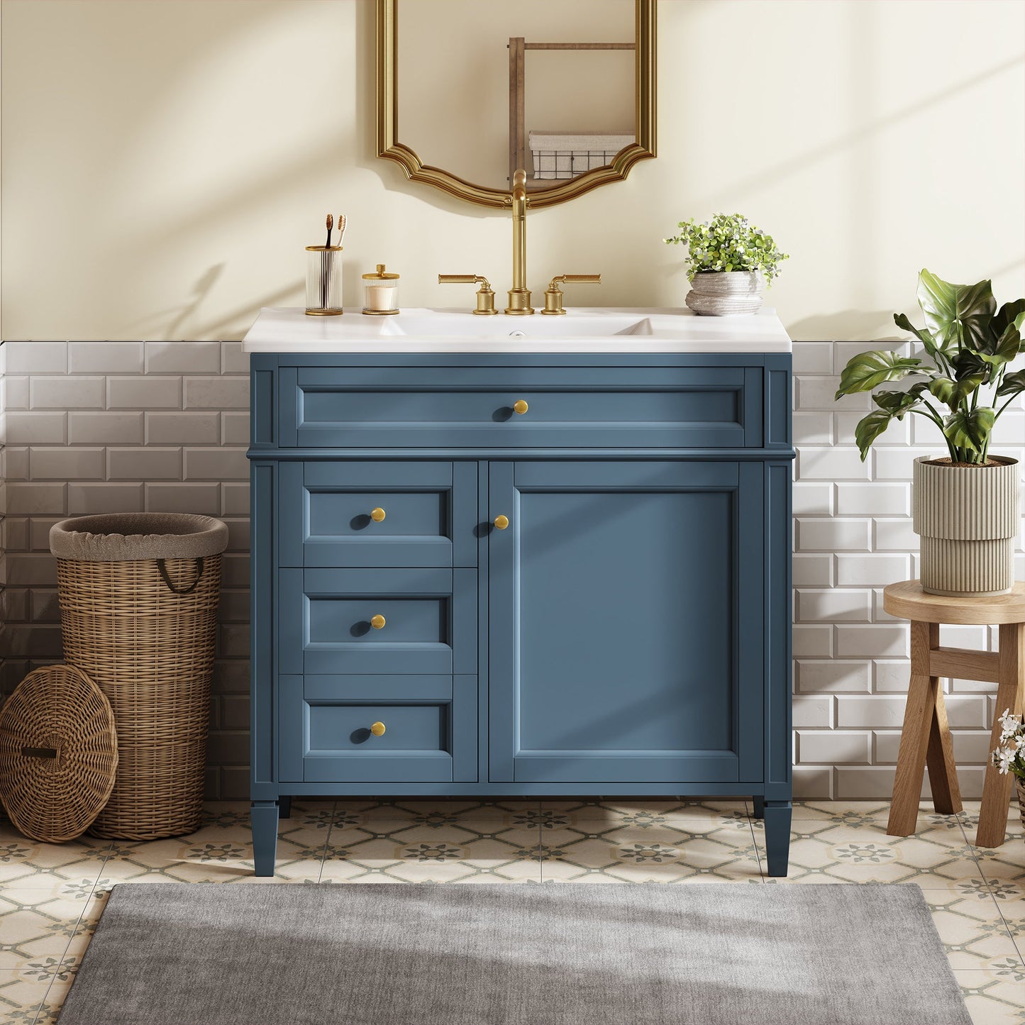 36" Bathroom Vanity With Top Sink