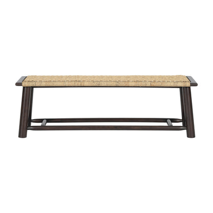 Farmhouse Modern Solid Wood Rattan Bench - 59 Inch