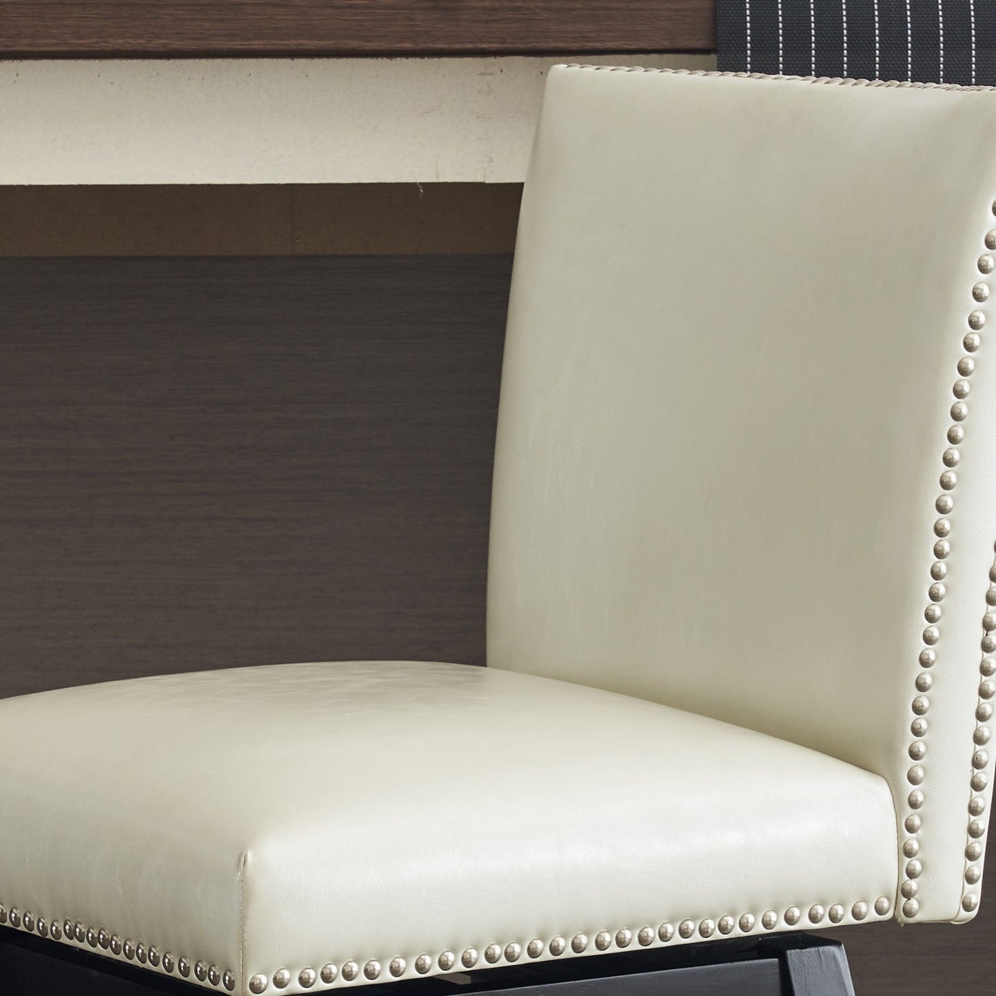 Upholstered Swivel Bar Stools High Back (Set of 2) - Cream White