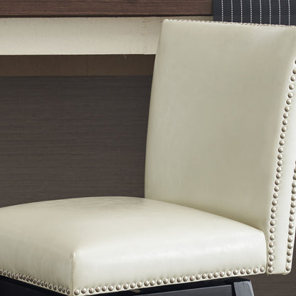 Upholstered Swivel Bar Stools High Back (Set of 2) - Cream White