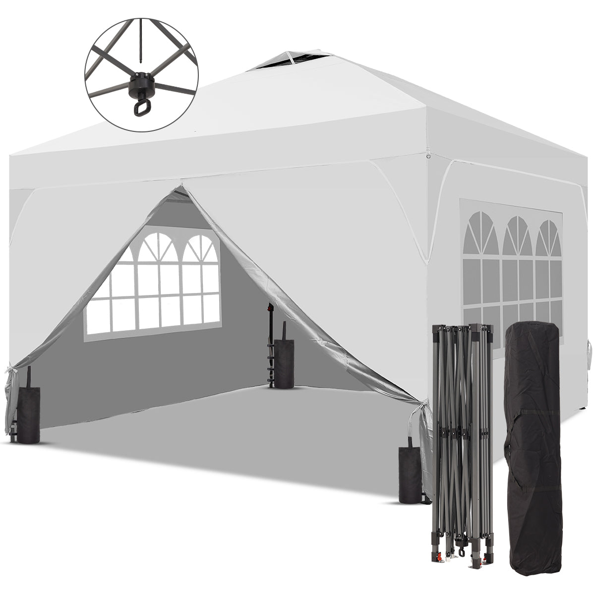 Ainfox 10ft x 10ft Pop Up Canopy Beach Tent with Four Removable Sidewalls for Events, Parties, Camping