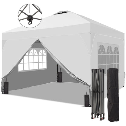 Ainfox 10ft x 10ft Pop Up Canopy Beach Tent with Four Removable Sidewalls for Events, Parties, Camping