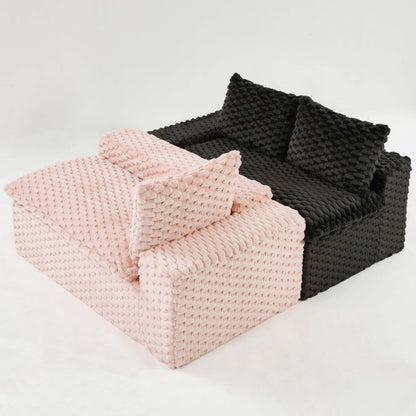 Multifunctional Sofa Pink Black, Fits 4 People