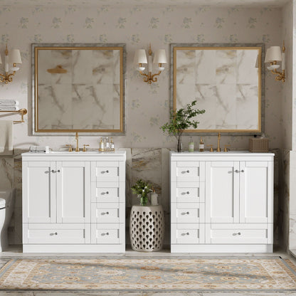 Shaker Free Standing Bathroom Vanity Cabinet & Sink, Soft Close Drawers, Soft Close Doors
