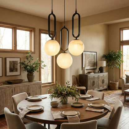 Ball Alabaster Oval Ring Pendant Lamp