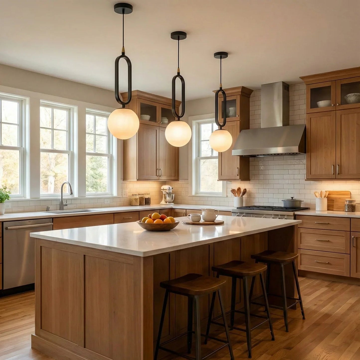 Ball Alabaster Oval Ring Pendant Lamp