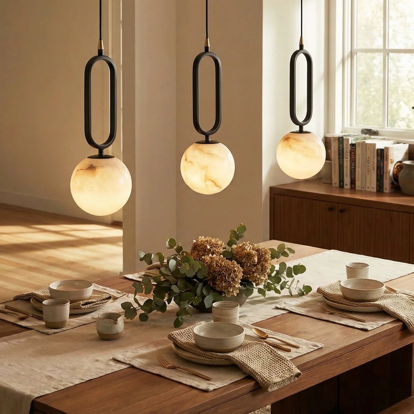 Ball Alabaster Oval Ring Pendant Lamp