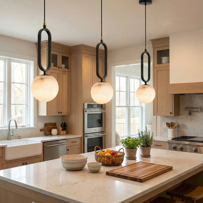 Ball Alabaster Oval Ring Pendant Lamp