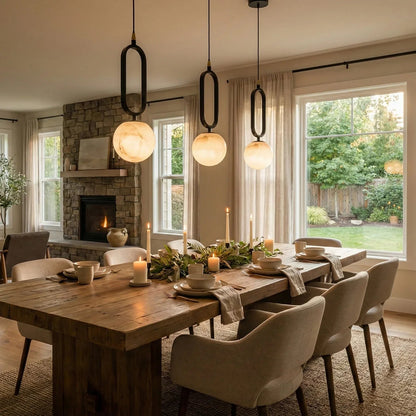 Ball Alabaster Oval Ring Pendant Lamp