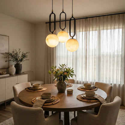 Ball Alabaster Oval Ring Pendant Lamp