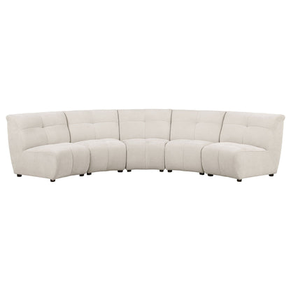 Oliver - 5 Piece Upholstered Sectional Sofa With Curved Silhouette - Ivory