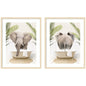 Elephant Palm Bathtub 2 Piece Framed Wall Art Print Set by Amy Peterson