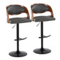 Pino - Mid Century Modern Adjustable Barstool With Swivel With Rounded T Footrest (Set of 2)