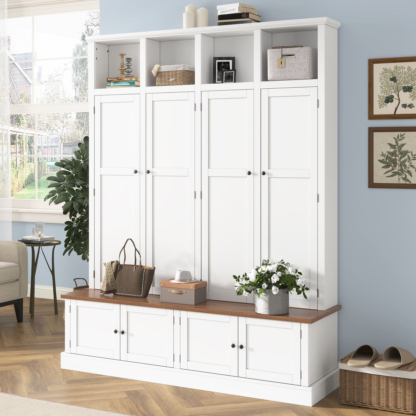 Hall Tree With Bench And Cabinet