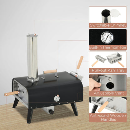 Outsunny Outdoor Pizza Oven with 12" Rotating Stone and Foldable Legs