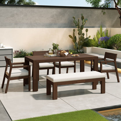 Outdoor Dining Set Rectangular Table With Umbrella Hole