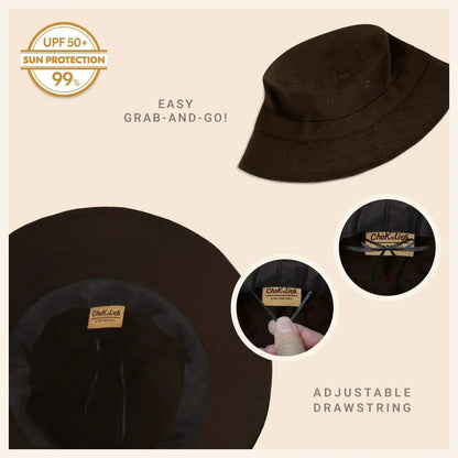 Canvas Bucket Hat - Washed Cotton Moldable Brim - UPF Sun Protection