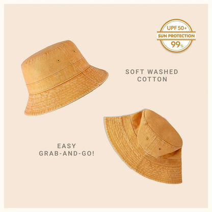 Canvas Bucket Hat - Washed Cotton Moldable Brim - UPF Sun Protection