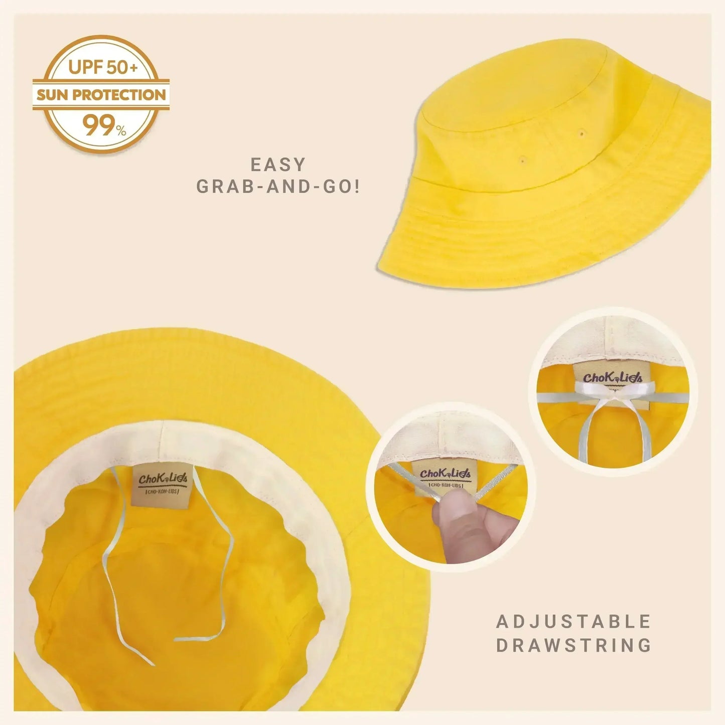 Canvas Bucket Hat - Washed Cotton Moldable Brim - UPF Sun Protection