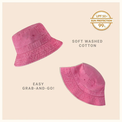 Canvas Bucket Hat - Washed Cotton Moldable Brim - UPF Sun Protection