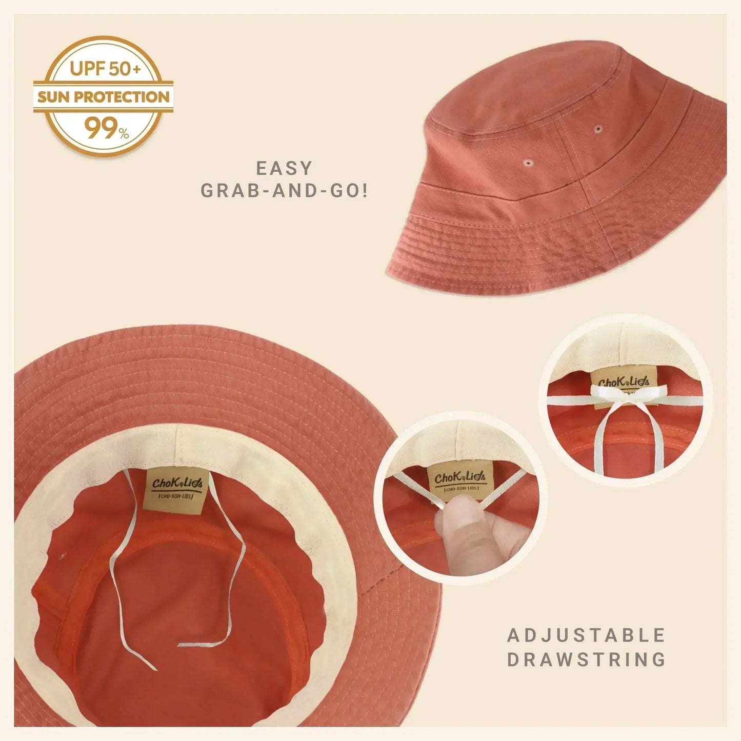 Canvas Bucket Hat - Washed Cotton Moldable Brim - UPF Sun Protection