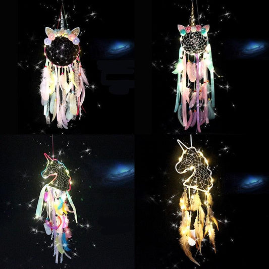 Big Unicorn Light Dream Catcher Unicorn Wind Chimes Hanging Ornaments Bedroom Decoration Accessories Girl Kids Room Decoration Colorful Wall Hanging Decorations For Baby Room Theme Birthday Wedding Party Supplies Car Ornament Gift