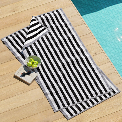 Oversized Striped Border Cabana Beach Towels - Santa Cruz.