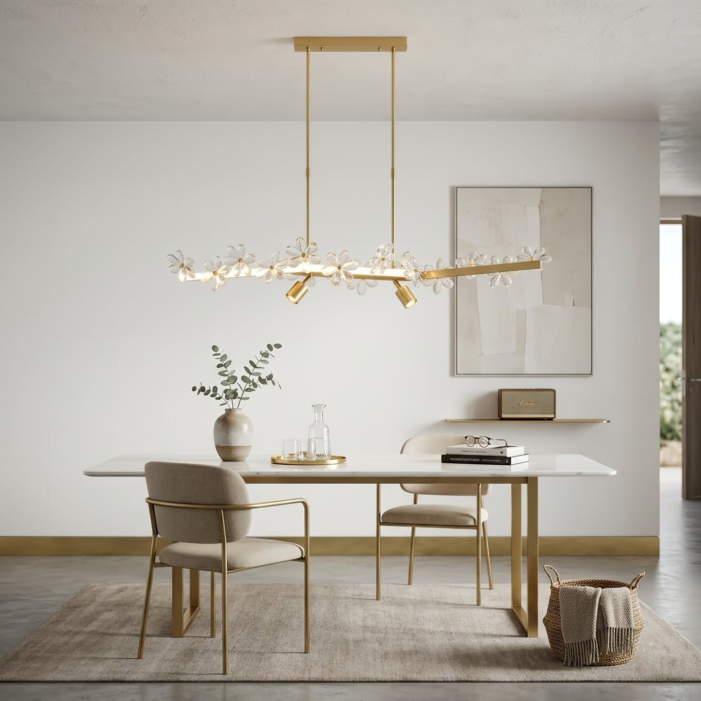 Blooming Crystal Flower Modern Pendant Light