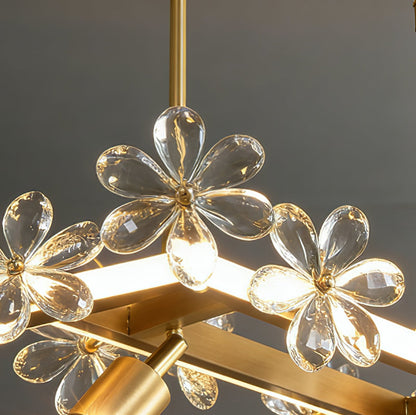 Blooming Crystal Flower Modern Pendant Light