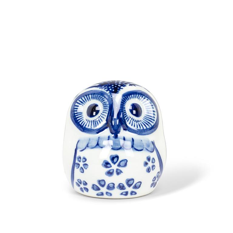 Blue & White Porcelain Owl Accent