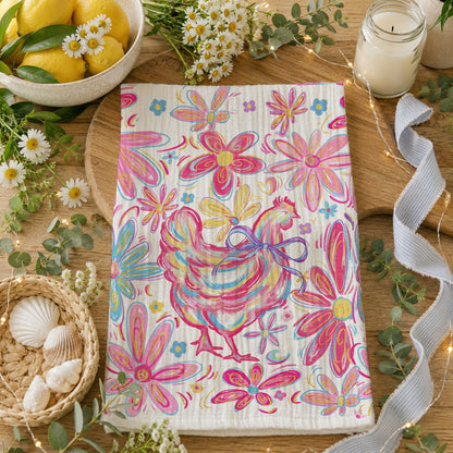 Floral Boho Chicken Towel