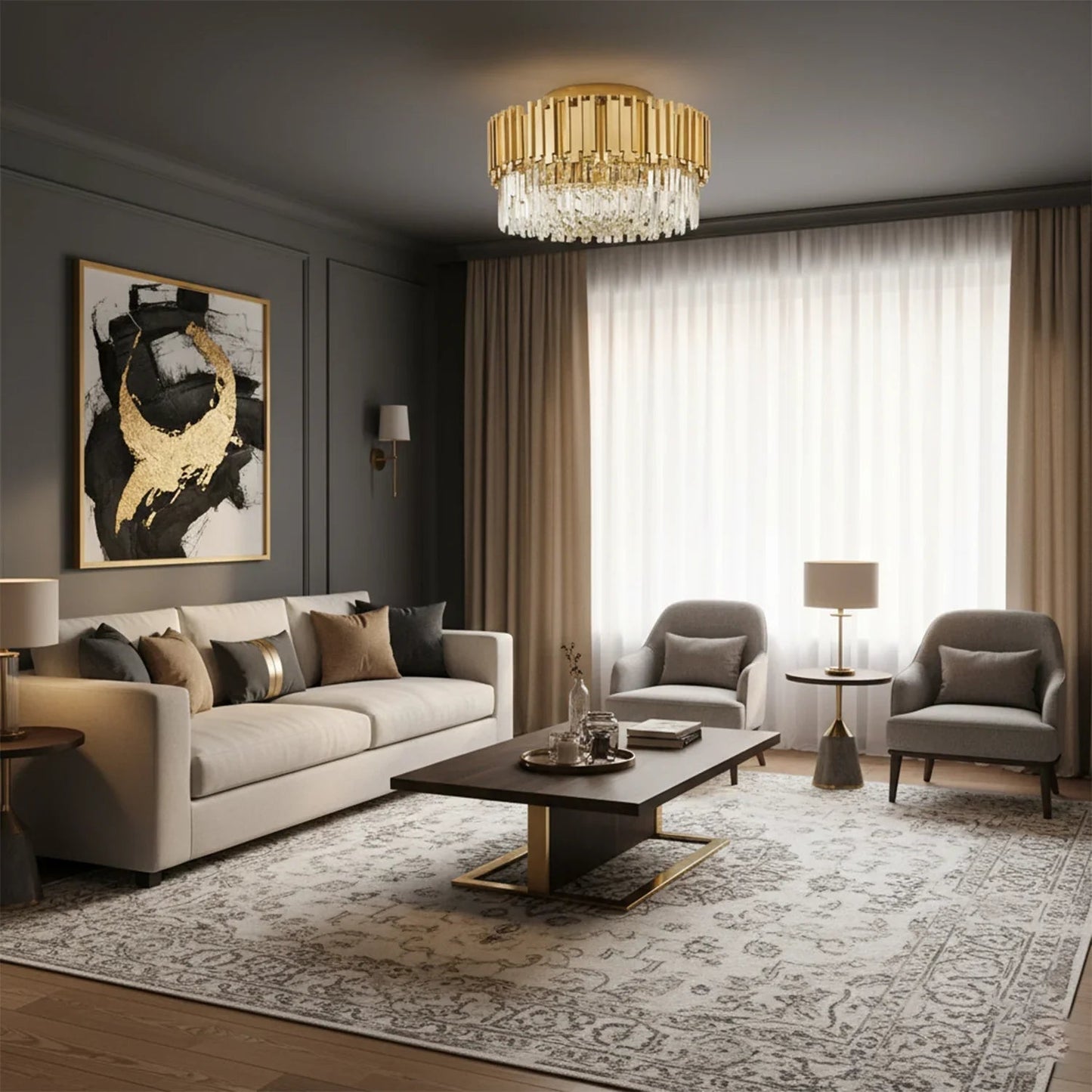 Bourbons Flush Mount Chandelier