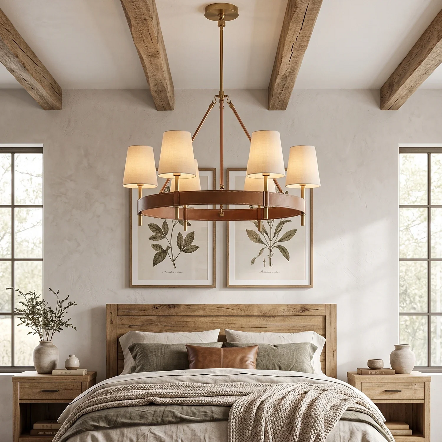Bramley Leather & Copper Chandelier