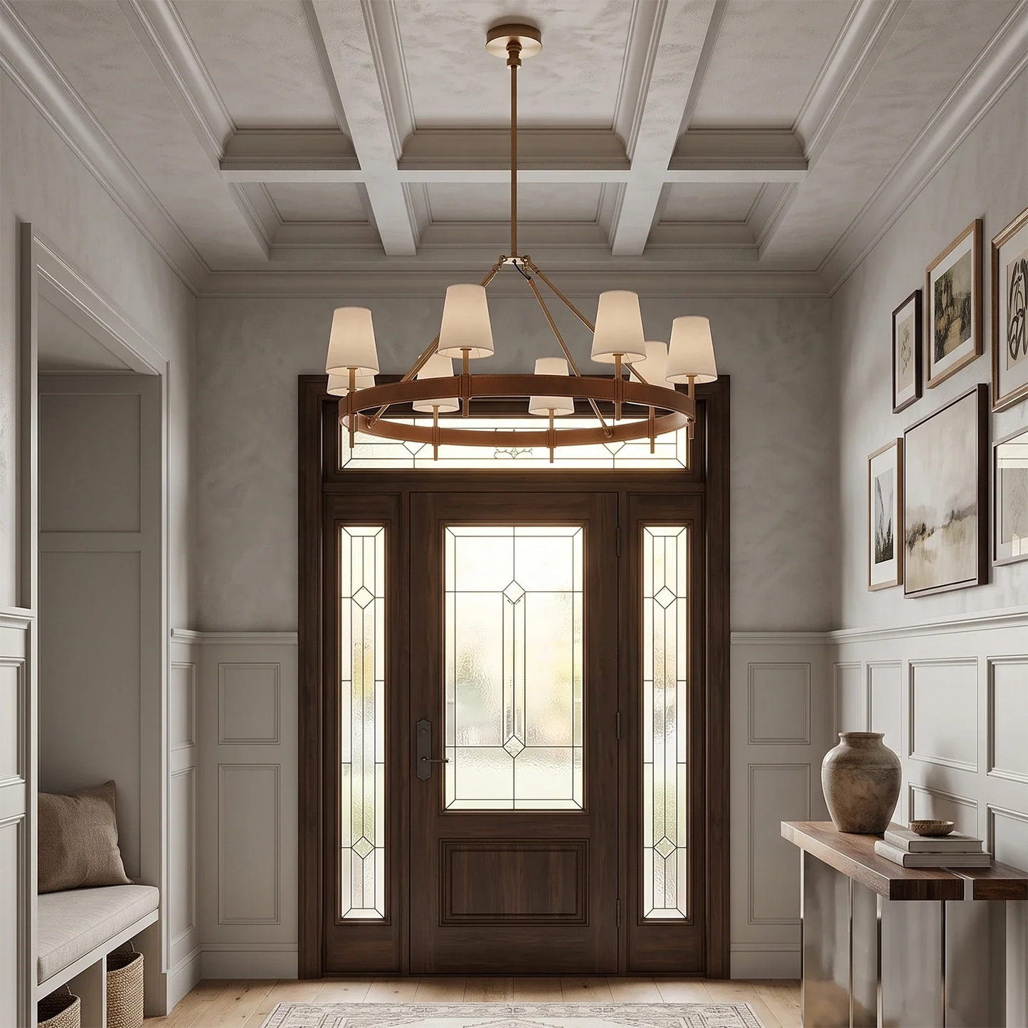 Bramley Leather & Copper Chandelier
