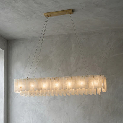Cascade Alabaster Tiered Brass Chandelier