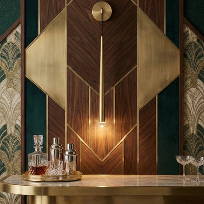 Brass Spinal Tube Crystal Wall Lamp