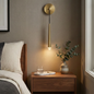 Brass Spinal Tube Crystal Wall Lamp
