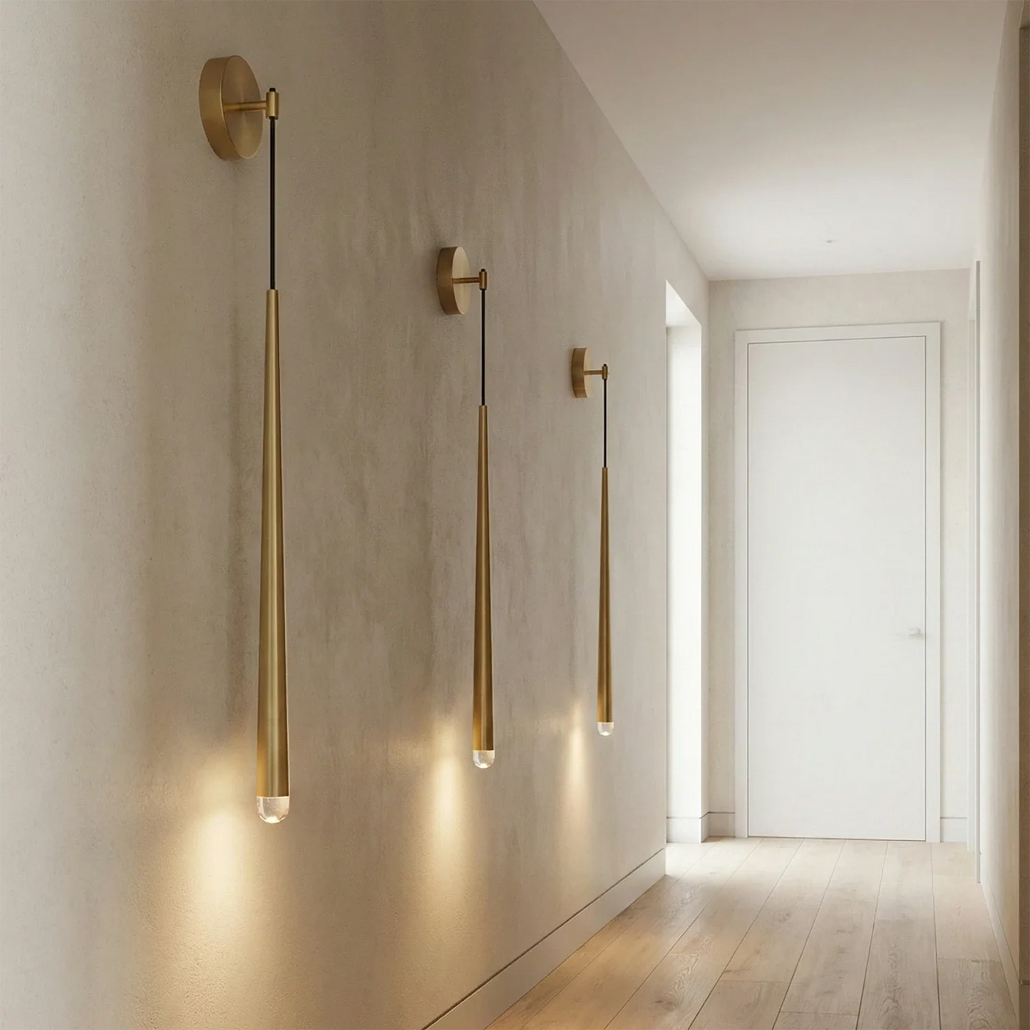 Brass Spinal Tube Crystal Wall Lamp