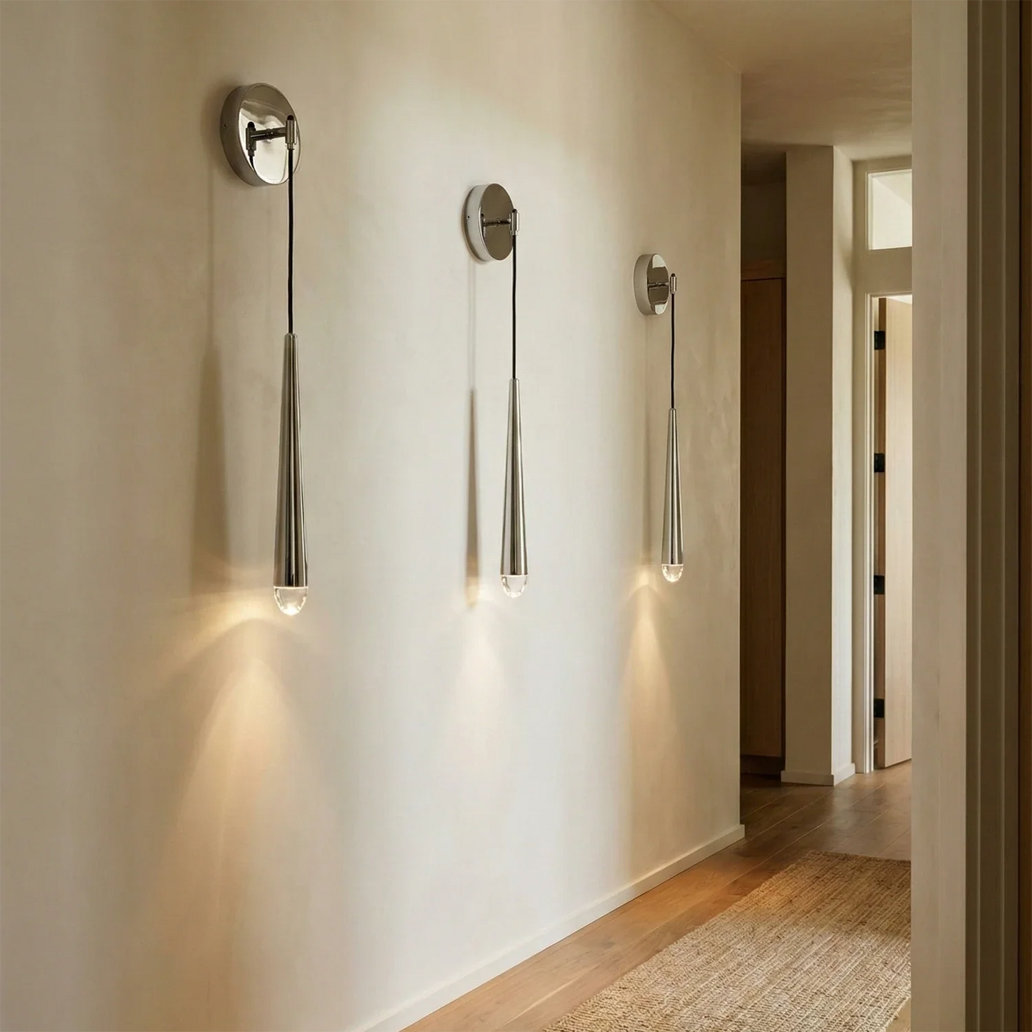 Brass Spinal Tube Crystal Wall Lamp