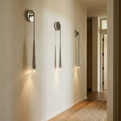Brass Spinal Tube Crystal Wall Lamp