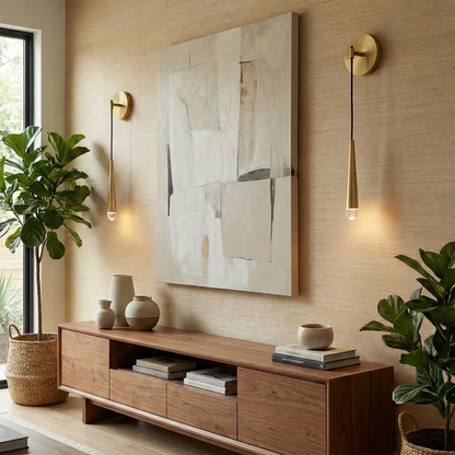 Brass Spinal Tube Crystal Wall Lamp