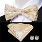 Business Red Color Butterfly Bow Tie Pocket Square Cufflinks Suit Set For Men Adjustable Self Bowtie Formal Bowtie Set Solid Color Necktie Silk Bow Tie Pocket Square Cuff Links