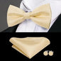 Business Red Color Butterfly Bow Tie Pocket Square Cufflinks Suit Set For Men Adjustable Self Bowtie Formal Bowtie Set Solid Color Necktie Silk Bow Tie Pocket Square Cuff Links