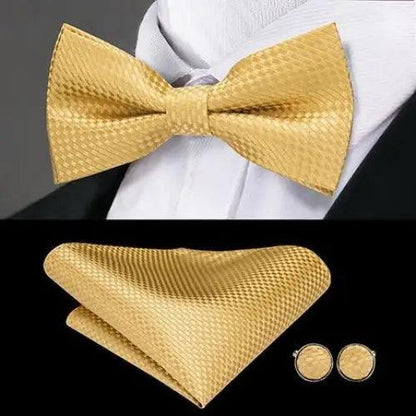 Business Red Color Butterfly Bow Tie Pocket Square Cufflinks Suit Set For Men Adjustable Self Bowtie Formal Bowtie Set Solid Color Necktie Silk Bow Tie Pocket Square Cuff Links