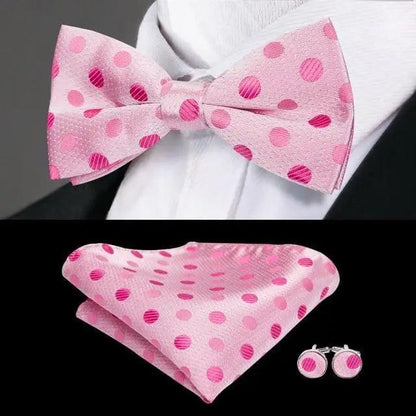 Business Red Color Butterfly Bow Tie Pocket Square Cufflinks Suit Set For Men Adjustable Self Bowtie Formal Bowtie Set Solid Color Necktie Silk Bow Tie Pocket Square Cuff Links