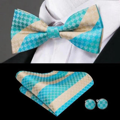 Business Red Color Butterfly Bow Tie Pocket Square Cufflinks Suit Set For Men Adjustable Self Bowtie Formal Bowtie Set Solid Color Necktie Silk Bow Tie Pocket Square Cuff Links