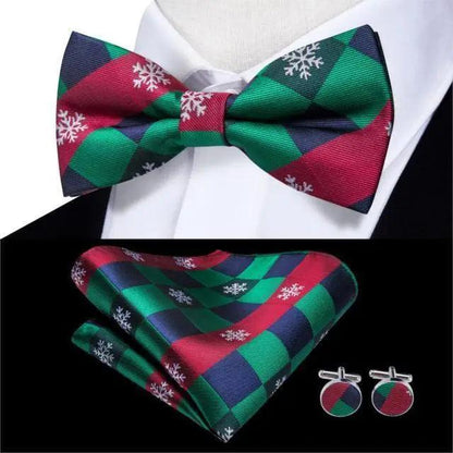 Business Red Color Butterfly Bow Tie Pocket Square Cufflinks Suit Set For Men Adjustable Self Bowtie Formal Bowtie Set Solid Color Necktie Silk Bow Tie Pocket Square Cuff Links